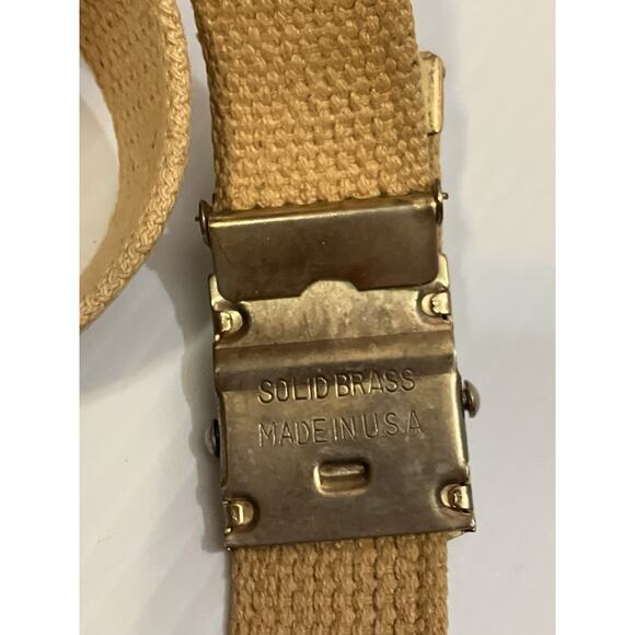 VTG Nautical Belts Canvas Webbed, USA Brass Military Buckle Ship & Wheel Boating - Picture 5 of 9